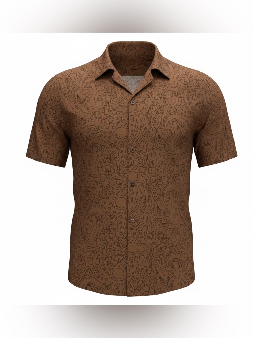 Men’s Earthbound Trading Co Mushroom Print Button Up Shirt NWT Medium